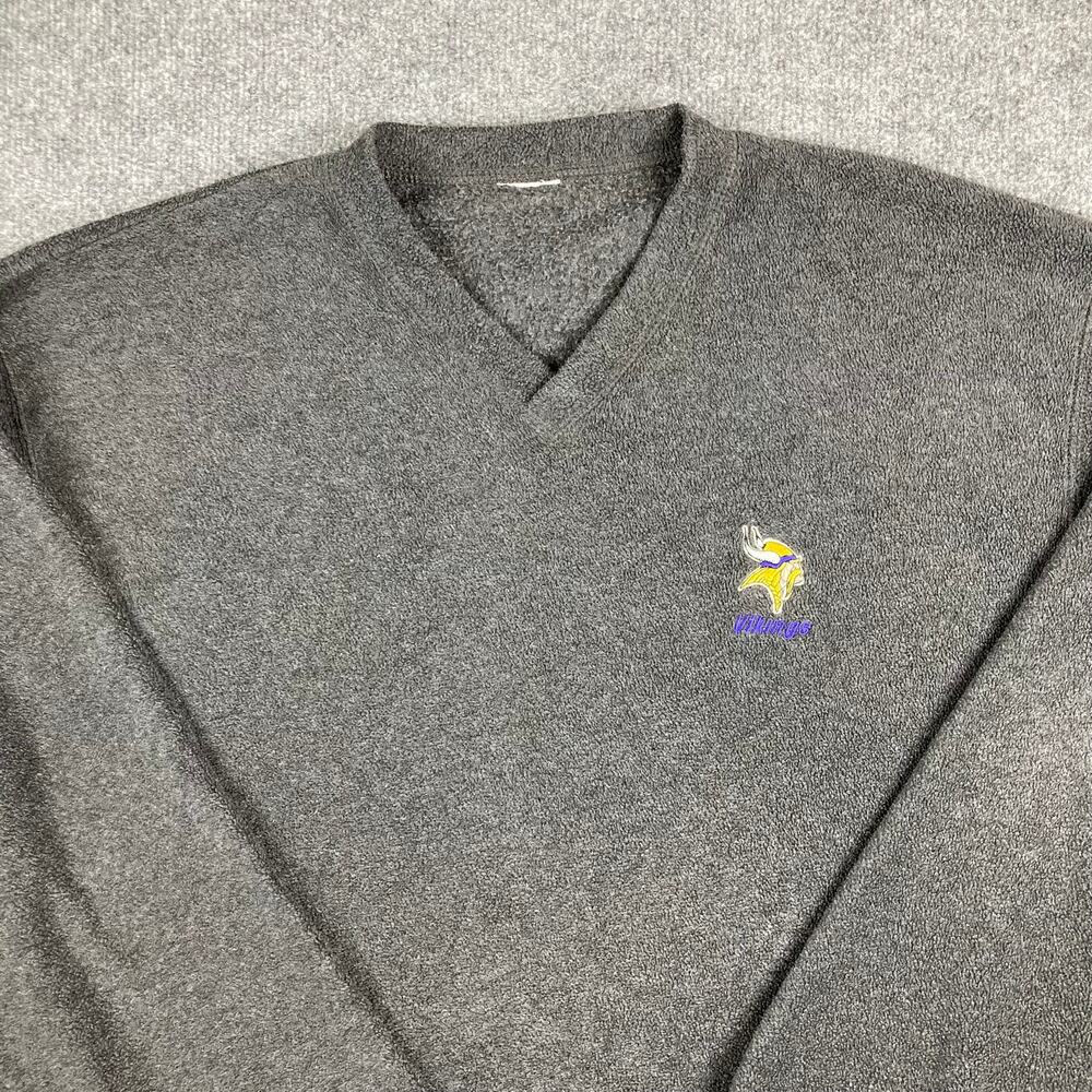 Minnesota Vikings Sweater Mens Size XL Gray V-Neck Pullover NFL Football Team